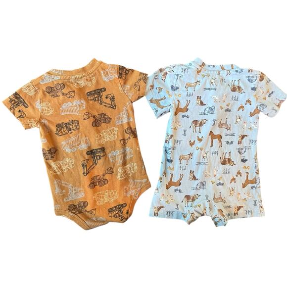 Carhartt Baby 9M Romper Bundle Tractor Farm Animal Print Short Sleeve Bodysuits - Picture 5 of 12